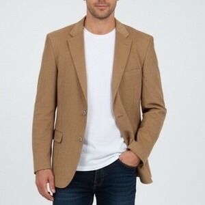 Stafford Essentials Tan Corduroy Blazer Sport Coat Mens Size 48 Long 3 Button